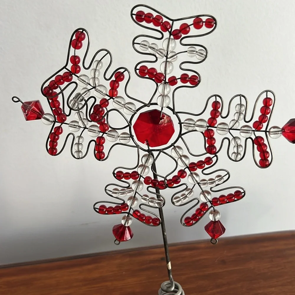 Restoration Hardware Red and Clear Beaded Tree Topper
